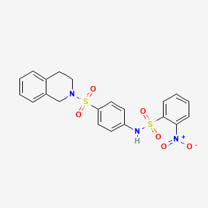 molecular formula C21H19N3O6S2 B4656217 N-[4-(3,4-dihydro-2(1H)-isoquinolinylsulfonyl)phenyl]-2-nitrobenzenesulfonamide 