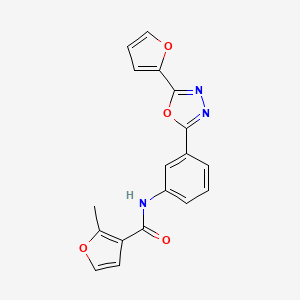 molecular formula C18H13N3O4 B4656221 N-{3-[5-(2-furyl)-1,3,4-oxadiazol-2-yl]phenyl}-2-methyl-3-furamide 