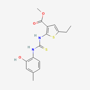 molecular formula C16H18N2O3S2 B4656225 methyl 5-ethyl-2-({[(2-hydroxy-4-methylphenyl)amino]carbonothioyl}amino)-3-thiophenecarboxylate 