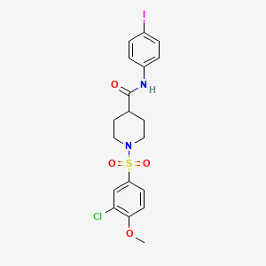 molecular formula C19H20ClIN2O4S B4656256 1-[(3-chloro-4-methoxyphenyl)sulfonyl]-N-(4-iodophenyl)-4-piperidinecarboxamide 