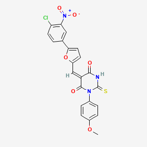 molecular formula C22H14ClN3O6S B4656258 5-{[5-(4-chloro-3-nitrophenyl)-2-furyl]methylene}-1-(4-methoxyphenyl)-2-thioxodihydro-4,6(1H,5H)-pyrimidinedione 