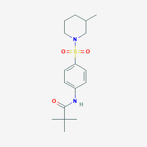 molecular formula C17H26N2O3S B4656267 2,2-dimethyl-N-{4-[(3-methyl-1-piperidinyl)sulfonyl]phenyl}propanamide 