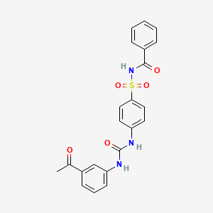 molecular formula C22H19N3O5S B4656283 N-{[4-({[(3-acetylphenyl)amino]carbonyl}amino)phenyl]sulfonyl}benzamide 