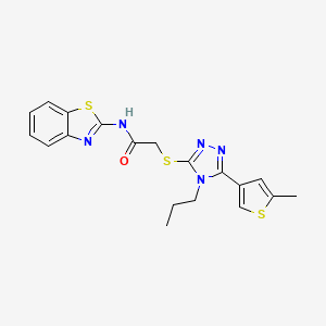 molecular formula C19H19N5OS3 B4656295 N-1,3-benzothiazol-2-yl-2-{[5-(5-methyl-3-thienyl)-4-propyl-4H-1,2,4-triazol-3-yl]thio}acetamide 