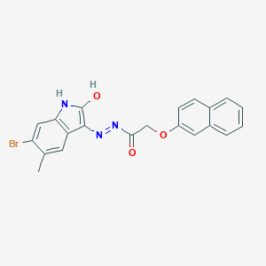 molecular formula C21H16BrN3O3 B465641 N'-(6-bromo-5-methyl-2-oxo-1,2-dihydro-3H-indol-3-ylidene)-2-(2-naphthyloxy)acetohydrazide 