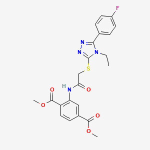 molecular formula C22H21FN4O5S B4656418 dimethyl 2-[({[4-ethyl-5-(4-fluorophenyl)-4H-1,2,4-triazol-3-yl]thio}acetyl)amino]terephthalate 