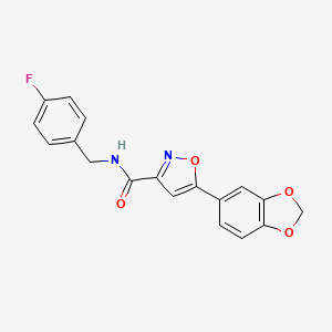 molecular formula C18H13FN2O4 B4656446 5-(1,3-benzodioxol-5-yl)-N-(4-fluorobenzyl)-3-isoxazolecarboxamide 