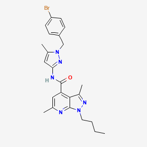 molecular formula C24H27BrN6O B4656480 N-[1-(4-bromobenzyl)-5-methyl-1H-pyrazol-3-yl]-1-butyl-3,6-dimethyl-1H-pyrazolo[3,4-b]pyridine-4-carboxamide 