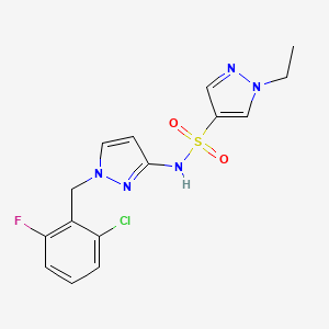 molecular formula C15H15ClFN5O2S B4656482 N-[1-(2-chloro-6-fluorobenzyl)-1H-pyrazol-3-yl]-1-ethyl-1H-pyrazole-4-sulfonamide 