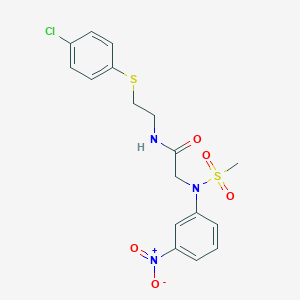 molecular formula C17H18ClN3O5S2 B4656488 N~1~-{2-[(4-chlorophenyl)thio]ethyl}-N~2~-(methylsulfonyl)-N~2~-(3-nitrophenyl)glycinamide 
