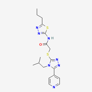 molecular formula C18H23N7OS2 B4656563 2-{[4-isobutyl-5-(4-pyridinyl)-4H-1,2,4-triazol-3-yl]thio}-N-(5-propyl-1,3,4-thiadiazol-2-yl)acetamide 