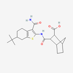molecular formula C22H30N2O4S B4656564 3-({[3-(aminocarbonyl)-6-tert-butyl-4,5,6,7-tetrahydro-1-benzothien-2-yl]amino}carbonyl)bicyclo[2.2.1]heptane-2-carboxylic acid 