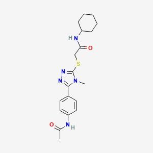 molecular formula C19H25N5O2S B4656568 2-({5-[4-(acetylamino)phenyl]-4-methyl-4H-1,2,4-triazol-3-yl}thio)-N-cyclohexylacetamide 