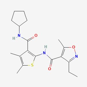 molecular formula C19H25N3O3S B4656653 N-{3-[(cyclopentylamino)carbonyl]-4,5-dimethyl-2-thienyl}-3-ethyl-5-methyl-4-isoxazolecarboxamide 