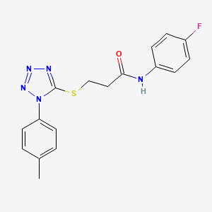 molecular formula C17H16FN5OS B4656673 N-(4-fluorophenyl)-3-{[1-(4-methylphenyl)-1H-tetrazol-5-yl]thio}propanamide 