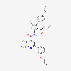 molecular formula C35H34N2O5S B4656700 ethyl 4-(4-ethoxyphenyl)-5-methyl-2-({[2-(3-propoxyphenyl)-4-quinolinyl]carbonyl}amino)-3-thiophenecarboxylate 