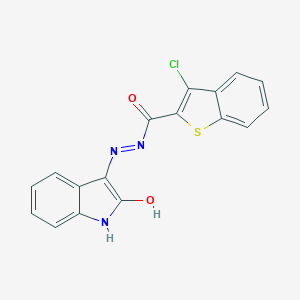 molecular formula C17H10ClN3O2S B465672 3-chloro-N'-(2-oxo-1,2-dihydro-3H-indol-3-ylidene)-1-benzothiophene-2-carbohydrazide CAS No. 315673-14-4