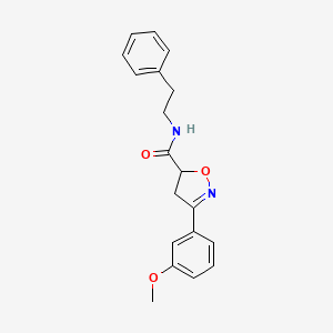 molecular formula C19H20N2O3 B4656724 3-(3-methoxyphenyl)-N-(2-phenylethyl)-4,5-dihydro-5-isoxazolecarboxamide 