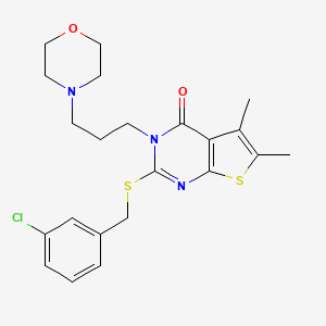 molecular formula C22H26ClN3O2S2 B4656743 2-[(3-chlorobenzyl)thio]-5,6-dimethyl-3-[3-(4-morpholinyl)propyl]thieno[2,3-d]pyrimidin-4(3H)-one 