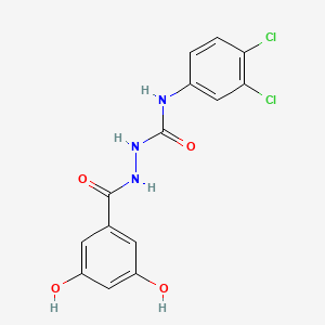 molecular formula C14H11Cl2N3O4 B4656818 N-(3,4-dichlorophenyl)-2-(3,5-dihydroxybenzoyl)hydrazinecarboxamide 