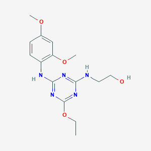 molecular formula C15H21N5O4 B4656828 2-({4-[(2,4-dimethoxyphenyl)amino]-6-ethoxy-1,3,5-triazin-2-yl}amino)ethanol 