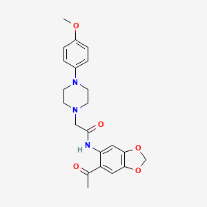molecular formula C22H25N3O5 B4656843 N-(6-acetyl-1,3-benzodioxol-5-yl)-2-[4-(4-methoxyphenyl)-1-piperazinyl]acetamide 