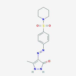 molecular formula C15H19N5O3S B465687 5-methyl-4-{[4-(1-piperidinylsulfonyl)phenyl]hydrazono}-2,4-dihydro-3H-pyrazol-3-one CAS No. 315672-80-1