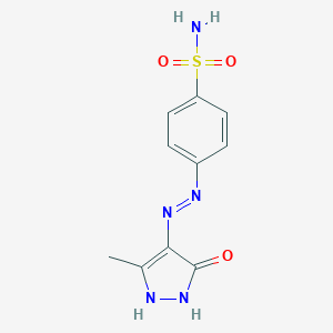 molecular formula C10H11N5O3S B465690 4-[2-(3-methyl-5-oxo-1,5-dihydro-4H-pyrazol-4-ylidene)hydrazino]benzenesulfonamide 