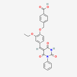 molecular formula C27H22N2O7 B4656909 4-({2-ethoxy-4-[(2,4,6-trioxo-1-phenyltetrahydro-5(2H)-pyrimidinylidene)methyl]phenoxy}methyl)benzoic acid 