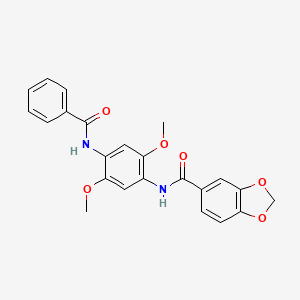molecular formula C23H20N2O6 B4656930 N-[4-(benzoylamino)-2,5-dimethoxyphenyl]-1,3-benzodioxole-5-carboxamide 