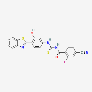 molecular formula C22H13FN4O2S2 B4656940 N-({[4-(1,3-benzothiazol-2-yl)-3-hydroxyphenyl]amino}carbonothioyl)-4-cyano-2-fluorobenzamide 