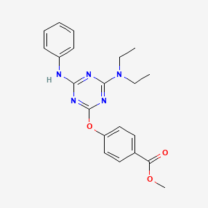molecular formula C21H23N5O3 B4656943 methyl 4-{[4-anilino-6-(diethylamino)-1,3,5-triazin-2-yl]oxy}benzoate 