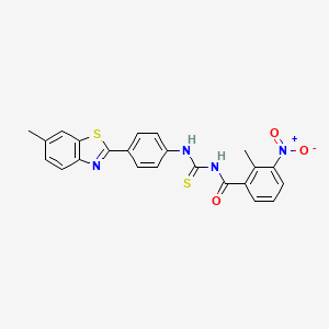 molecular formula C23H18N4O3S2 B4656959 2-methyl-N-({[4-(6-methyl-1,3-benzothiazol-2-yl)phenyl]amino}carbonothioyl)-3-nitrobenzamide 