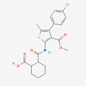 molecular formula C21H22ClNO5S B4656968 2-({[4-(4-chlorophenyl)-3-(methoxycarbonyl)-5-methyl-2-thienyl]amino}carbonyl)cyclohexanecarboxylic acid 