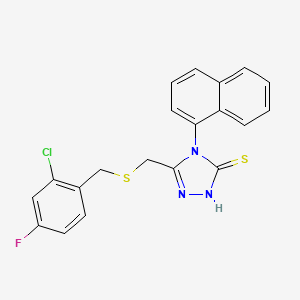 molecular formula C20H15ClFN3S2 B4656984 5-{[(2-chloro-4-fluorobenzyl)thio]methyl}-4-(1-naphthyl)-4H-1,2,4-triazole-3-thiol 