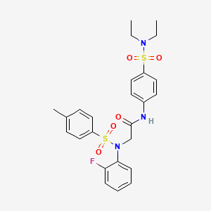 molecular formula C25H28FN3O5S2 B4656999 N~1~-{4-[(diethylamino)sulfonyl]phenyl}-N~2~-(2-fluorophenyl)-N~2~-[(4-methylphenyl)sulfonyl]glycinamide 