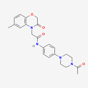 molecular formula C23H26N4O4 B4657002 N-[4-(4-acetyl-1-piperazinyl)phenyl]-2-(6-methyl-3-oxo-2,3-dihydro-4H-1,4-benzoxazin-4-yl)acetamide 