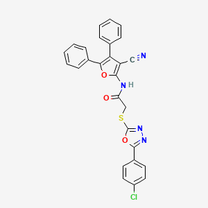 molecular formula C27H17ClN4O3S B4657040 2-{[5-(4-chlorophenyl)-1,3,4-oxadiazol-2-yl]thio}-N-(3-cyano-4,5-diphenyl-2-furyl)acetamide 