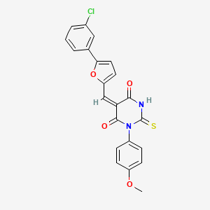 molecular formula C22H15ClN2O4S B4657060 5-{[5-(3-chlorophenyl)-2-furyl]methylene}-1-(4-methoxyphenyl)-2-thioxodihydro-4,6(1H,5H)-pyrimidinedione 