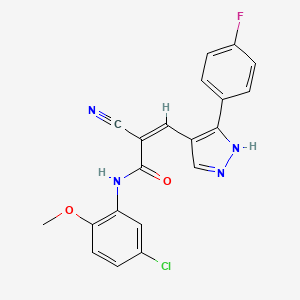N-(5-chloro-2-methoxyphenyl)-2-cyano-3-[3-(4-fluorophenyl)-1H-pyrazol-4-yl]acrylamide