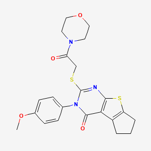 molecular formula C22H23N3O4S2 B4657107 3-(4-methoxyphenyl)-2-{[2-(4-morpholinyl)-2-oxoethyl]thio}-3,5,6,7-tetrahydro-4H-cyclopenta[4,5]thieno[2,3-d]pyrimidin-4-one 