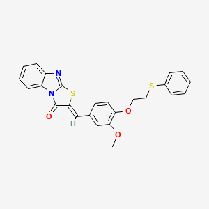 molecular formula C25H20N2O3S2 B4657130 2-{3-methoxy-4-[2-(phenylthio)ethoxy]benzylidene}[1,3]thiazolo[3,2-a]benzimidazol-3(2H)-one 