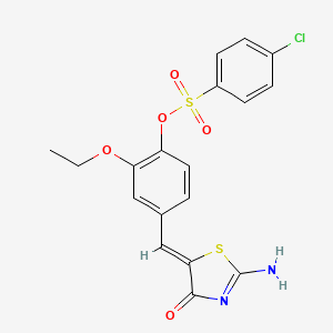 molecular formula C18H15ClN2O5S2 B4657152 2-ethoxy-4-[(2-imino-4-oxo-1,3-thiazolidin-5-ylidene)methyl]phenyl 4-chlorobenzenesulfonate 