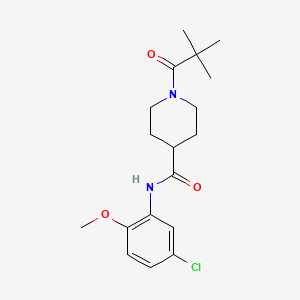 molecular formula C18H25ClN2O3 B4657157 N-(5-chloro-2-methoxyphenyl)-1-(2,2-dimethylpropanoyl)-4-piperidinecarboxamide 