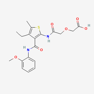 molecular formula C19H22N2O6S B4657164 {2-[(4-ethyl-3-{[(2-methoxyphenyl)amino]carbonyl}-5-methyl-2-thienyl)amino]-2-oxoethoxy}acetic acid 