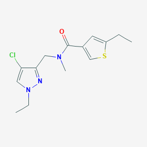molecular formula C14H18ClN3OS B4657205 N-[(4-chloro-1-ethyl-1H-pyrazol-3-yl)methyl]-5-ethyl-N-methyl-3-thiophenecarboxamide 