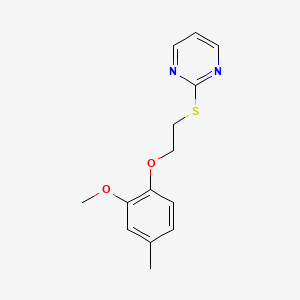 molecular formula C14H16N2O2S B4657213 2-{[2-(2-methoxy-4-methylphenoxy)ethyl]thio}pyrimidine 