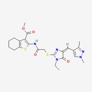 methyl 2-{[({4-[(1,3-dimethyl-1H-pyrazol-4-yl)methylene]-1-ethyl-5-oxo-4,5-dihydro-1H-imidazol-2-yl}thio)acetyl]amino}-4,5,6,7-tetrahydro-1-benzothiophene-3-carboxylate