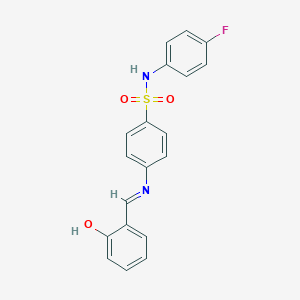molecular formula C19H15FN2O3S B465725 N-(4-fluorophenyl)-4-[(2-hydroxybenzylidene)amino]benzenesulfonamide 