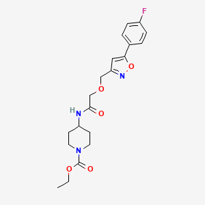 molecular formula C20H24FN3O5 B4657269 ethyl 4-[({[5-(4-fluorophenyl)-3-isoxazolyl]methoxy}acetyl)amino]-1-piperidinecarboxylate 